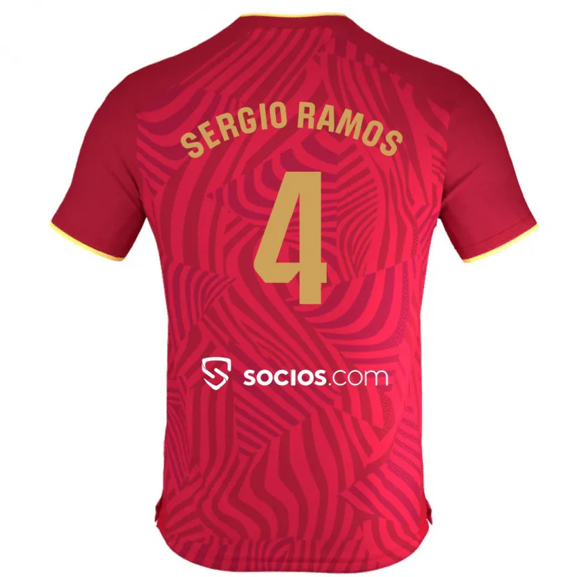 Danxen Niño Camiseta Sergio Ramos #4 Rojo 2ª Equipación 2023/24 La Camisa