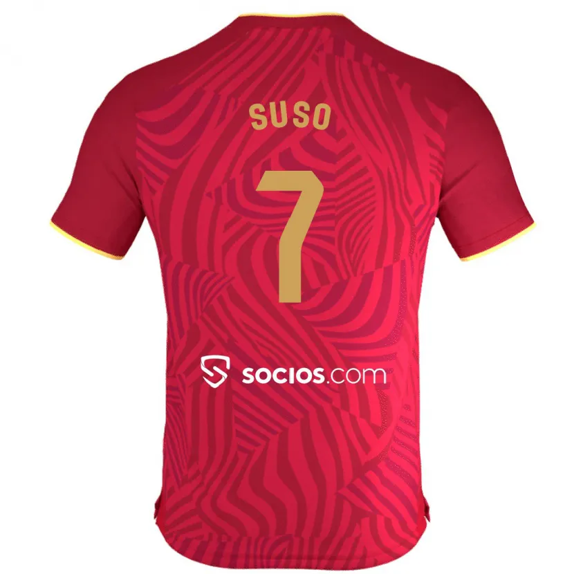 Danxen Niño Camiseta Suso #7 Rojo 2ª Equipación 2023/24 La Camisa