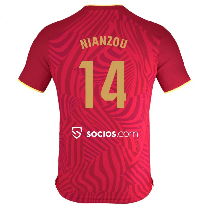 Danxen Niño Camiseta Tanguy Nianzou #14 Rojo 2ª Equipación 2023/24 La Camisa