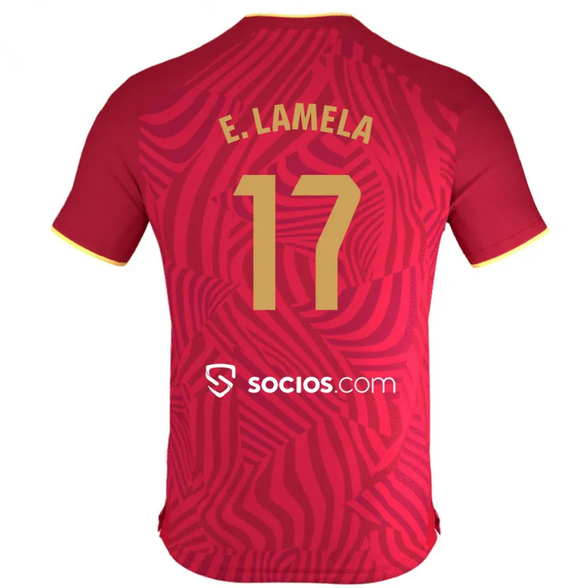 Danxen Niño Camiseta Erik Lamela #17 Rojo 2ª Equipación 2023/24 La Camisa