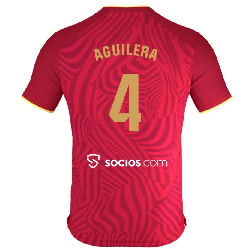 Danxen Niño Camiseta Juanan Aguilera #4 Rojo 2ª Equipación 2023/24 La Camisa