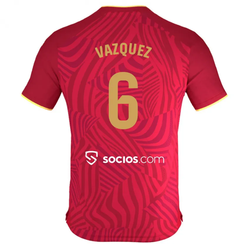 Danxen Niño Camiseta Manolo Vázquez #6 Rojo 2ª Equipación 2023/24 La Camisa