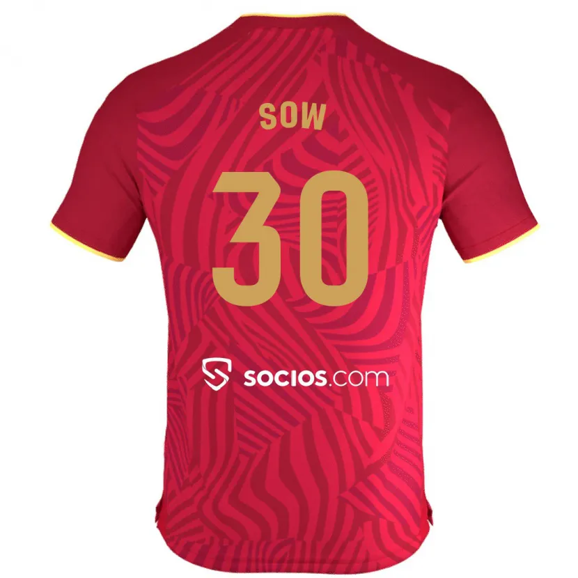 Danxen Niño Camiseta Ibrahima Sow #30 Rojo 2ª Equipación 2023/24 La Camisa