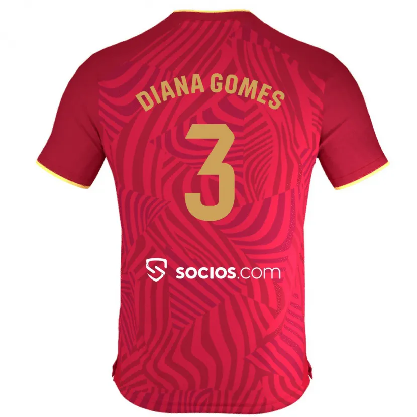 Danxen Niño Camiseta Diana Catarina Ribeiro Gomes #3 Rojo 2ª Equipación 2023/24 La Camisa