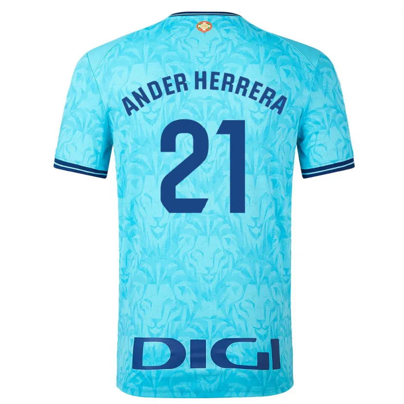 Danxen Niño Camiseta Ander Herrera #21 Cielo Azul 2ª Equipación 2023/24 La Camisa