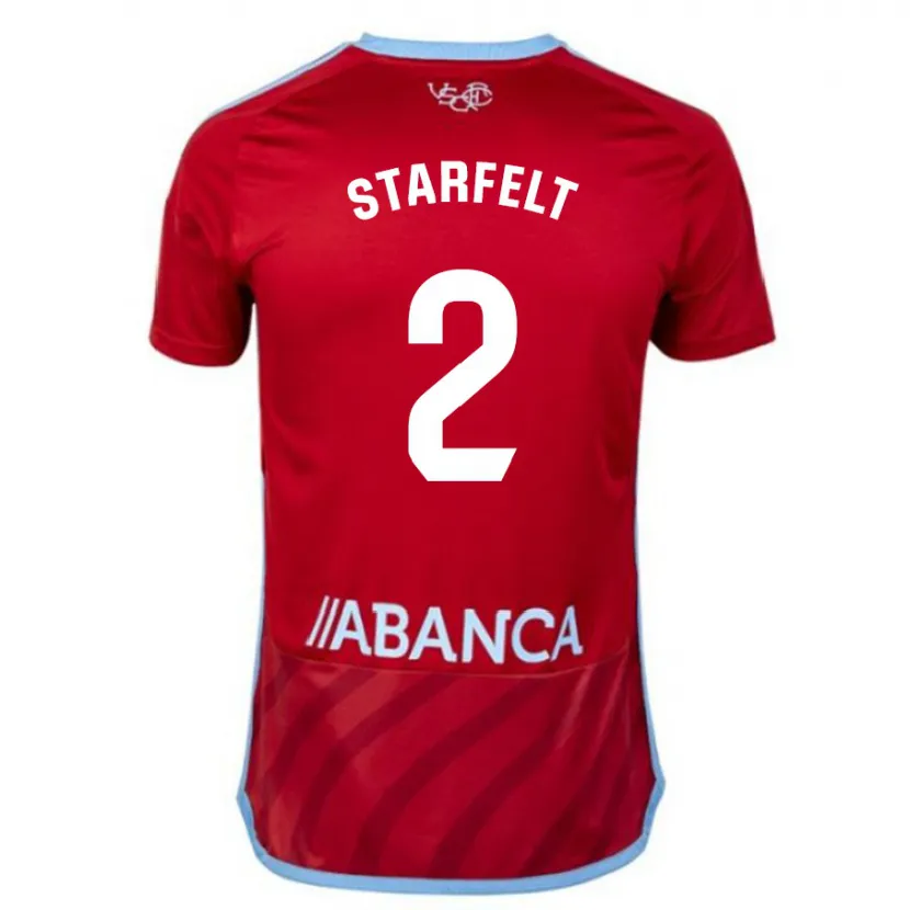 Danxen Niño Camiseta Carl Starfelt #2 Rojo 2ª Equipación 2023/24 La Camisa