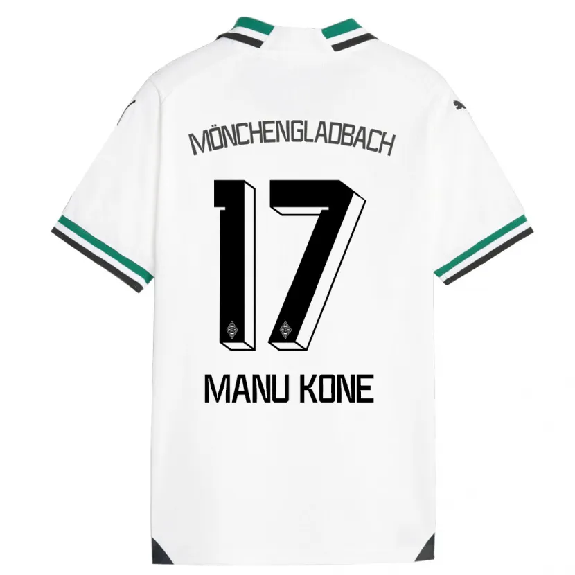 Danxen Hombre Camiseta Manu Koné #17 Blanco Verde 1ª Equipación 2023/24 La Camisa