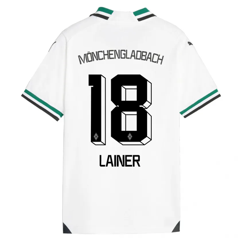 Danxen Hombre Camiseta Stefan Lainer #18 Blanco Verde 1ª Equipación 2023/24 La Camisa