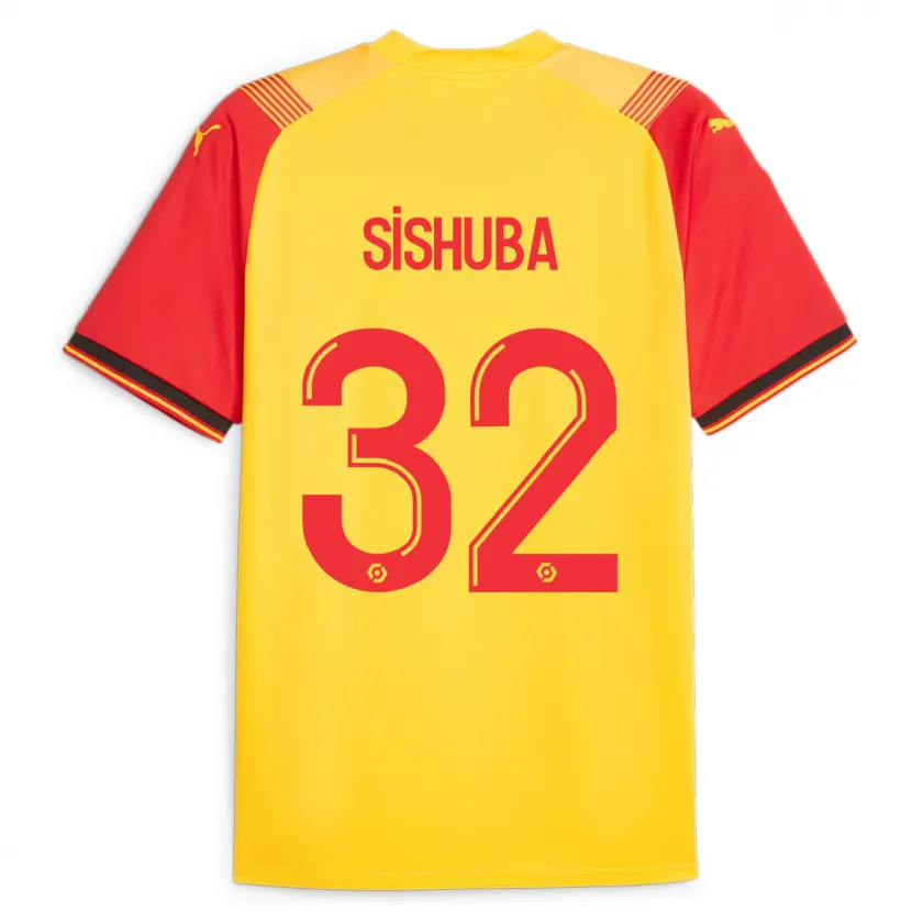 Danxen Hombre Camiseta Ayanda Sishuba #32 Amarillo 1ª Equipación 2023/24 La Camisa