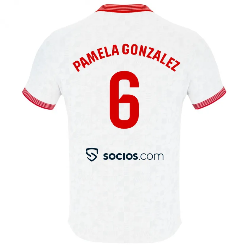 Danxen Hombre Camiseta Cinthia Pamela González Medina #6 Blanco 1ª Equipación 2023/24 La Camisa