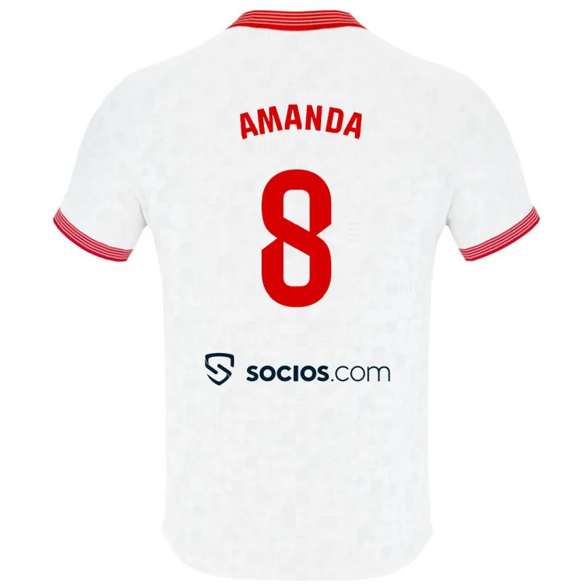 Danxen Hombre Camiseta Amanda Sampedro Bustos #8 Blanco 1ª Equipación 2023/24 La Camisa