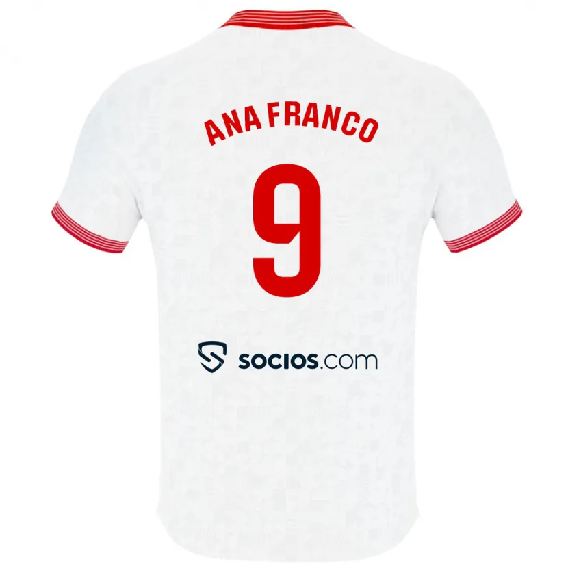 Danxen Hombre Camiseta Ana Franco De La Vega #9 Blanco 1ª Equipación 2023/24 La Camisa