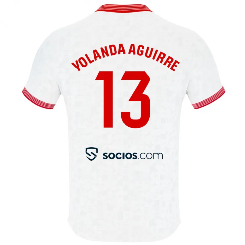 Danxen Hombre Camiseta Yolanda Aguirre Gutiérrez #13 Blanco 1ª Equipación 2023/24 La Camisa