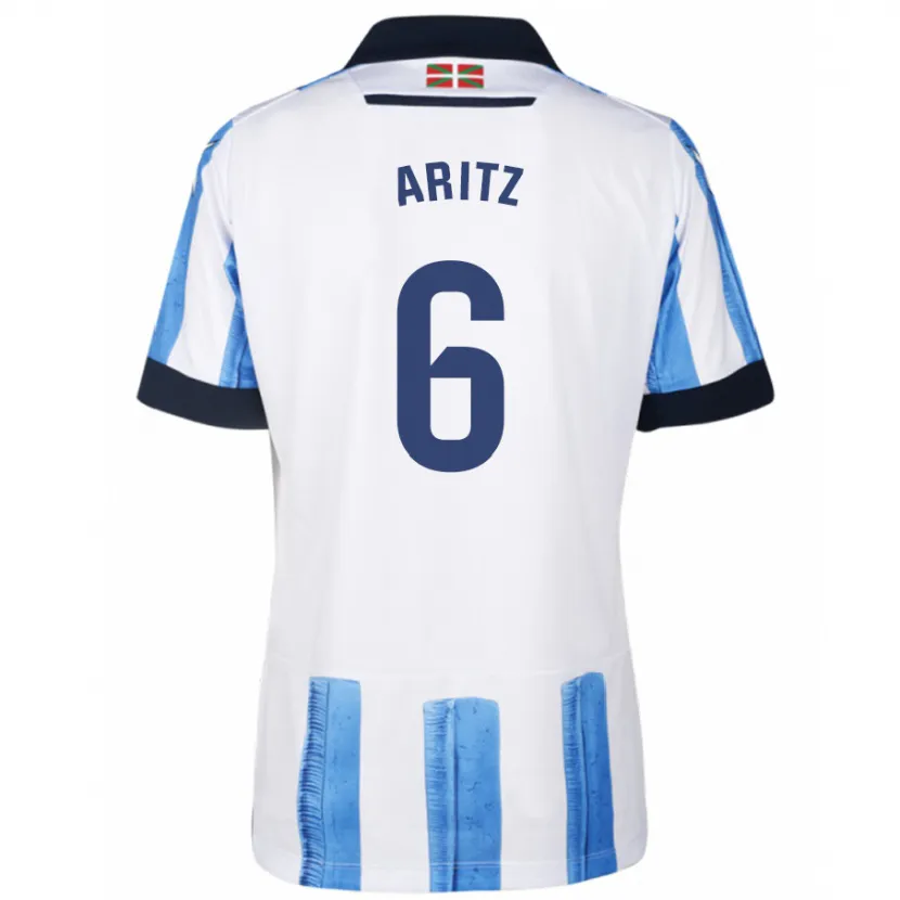 Danxen Hombre Camiseta Aritz Elustondo #6 Azul Blanco 1ª Equipación 2023/24 La Camisa