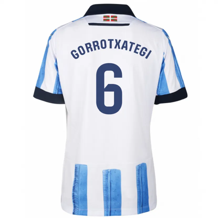 Danxen Hombre Camiseta Jon Gorrotxategi #6 Azul Blanco 1ª Equipación 2023/24 La Camisa