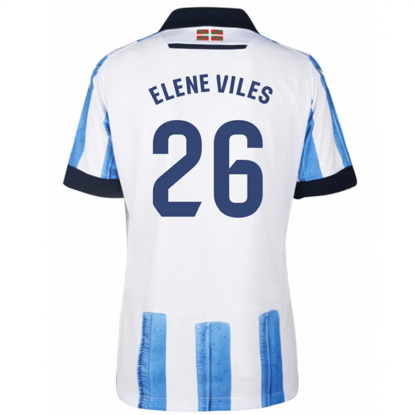 Danxen Hombre Camiseta Elene Viles Odriozola #26 Azul Blanco 1ª Equipación 2023/24 La Camisa