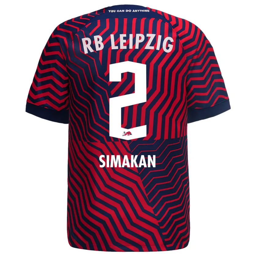 Danxen Hombre Camiseta Mohamed Simakan #2 Azul Rojo 2ª Equipación 2023/24 La Camisa