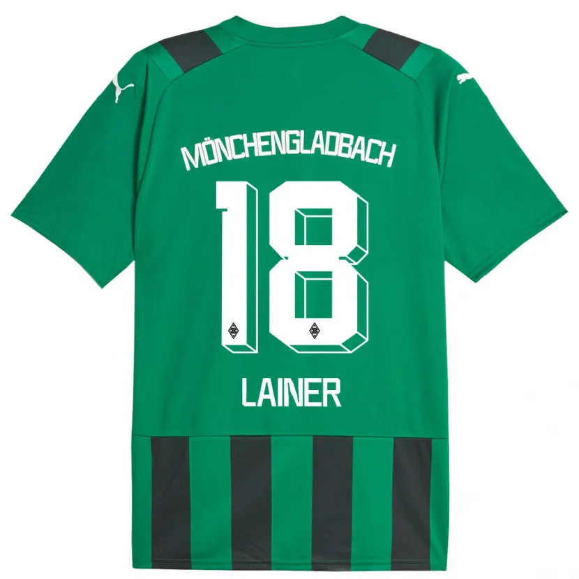 Danxen Hombre Camiseta Stefan Lainer #18 Verde Negro 2ª Equipación 2023/24 La Camisa