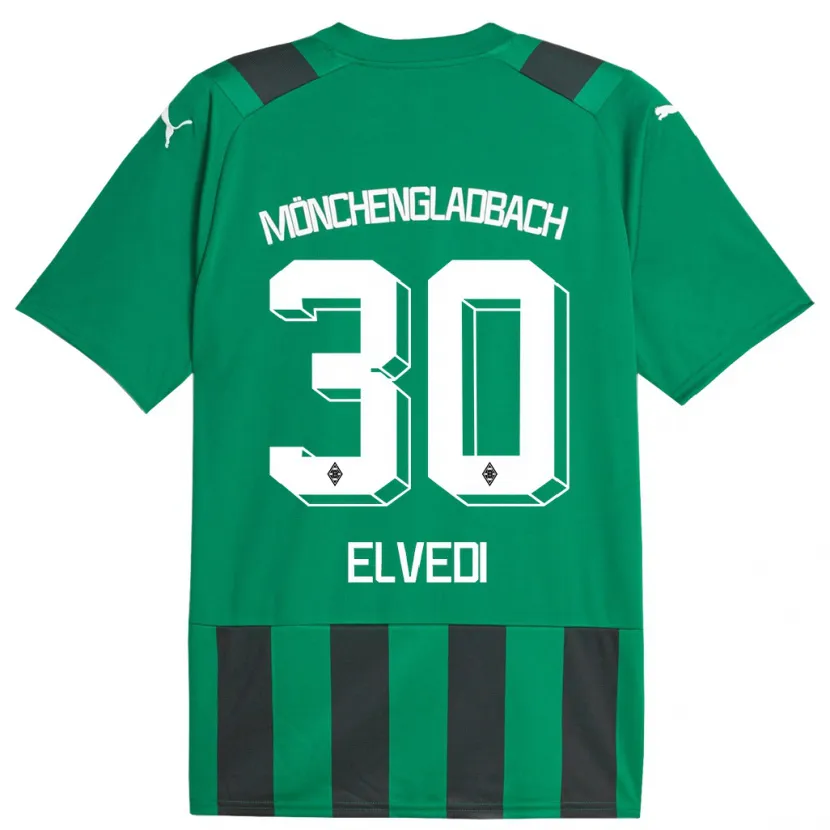 Danxen Hombre Camiseta Nico Elvedi #30 Verde Negro 2ª Equipación 2023/24 La Camisa