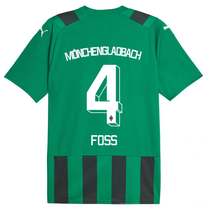 Danxen Hombre Camiseta Jonathan Foss #4 Verde Negro 2ª Equipación 2023/24 La Camisa