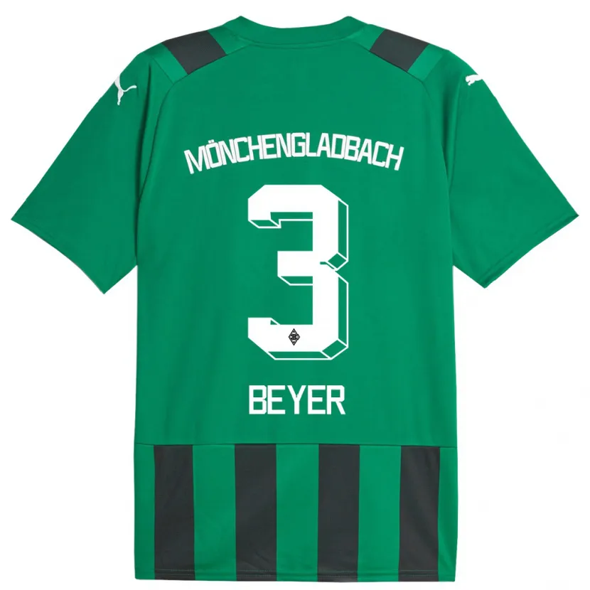 Danxen Hombre Camiseta Pia Beyer #3 Verde Negro 2ª Equipación 2023/24 La Camisa