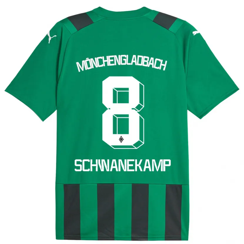 Danxen Hombre Camiseta Jana Schwanekamp #8 Verde Negro 2ª Equipación 2023/24 La Camisa