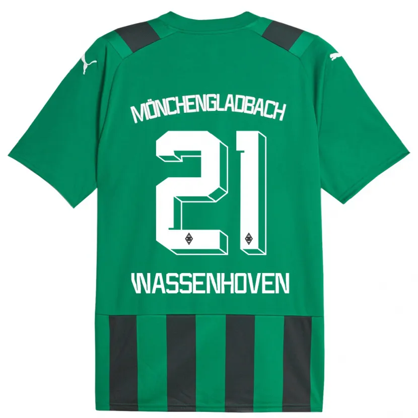 Danxen Hombre Camiseta Michelle Wassenhoven #21 Verde Negro 2ª Equipación 2023/24 La Camisa