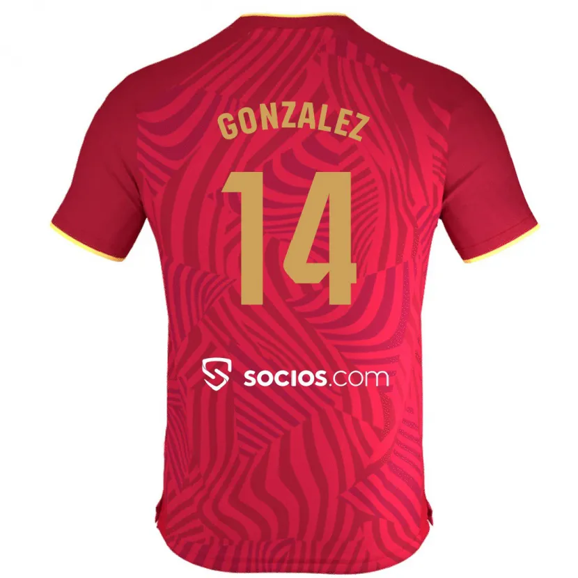 Danxen Hombre Camiseta Alberto González #14 Rojo 2ª Equipación 2023/24 La Camisa