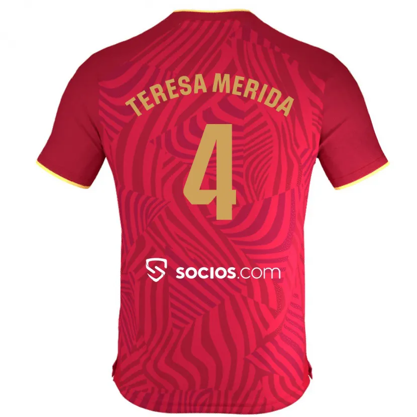 Danxen Hombre Camiseta Teresa Merida #4 Rojo 2ª Equipación 2023/24 La Camisa