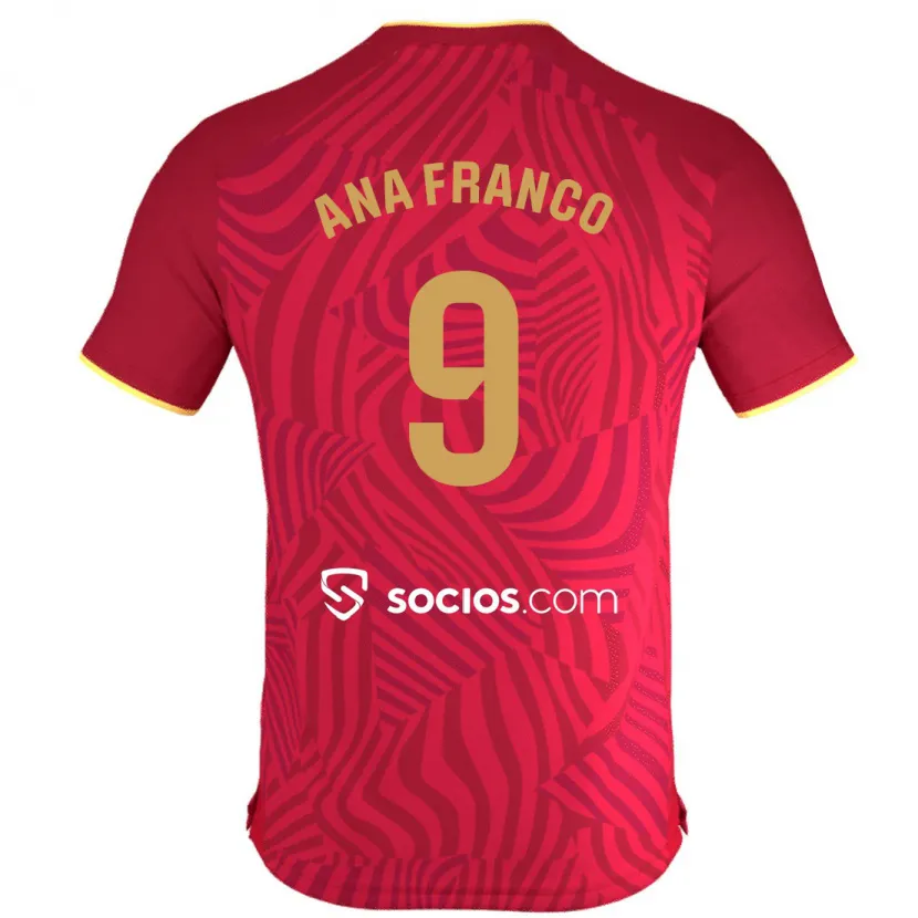 Danxen Hombre Camiseta Ana Franco De La Vega #9 Rojo 2ª Equipación 2023/24 La Camisa