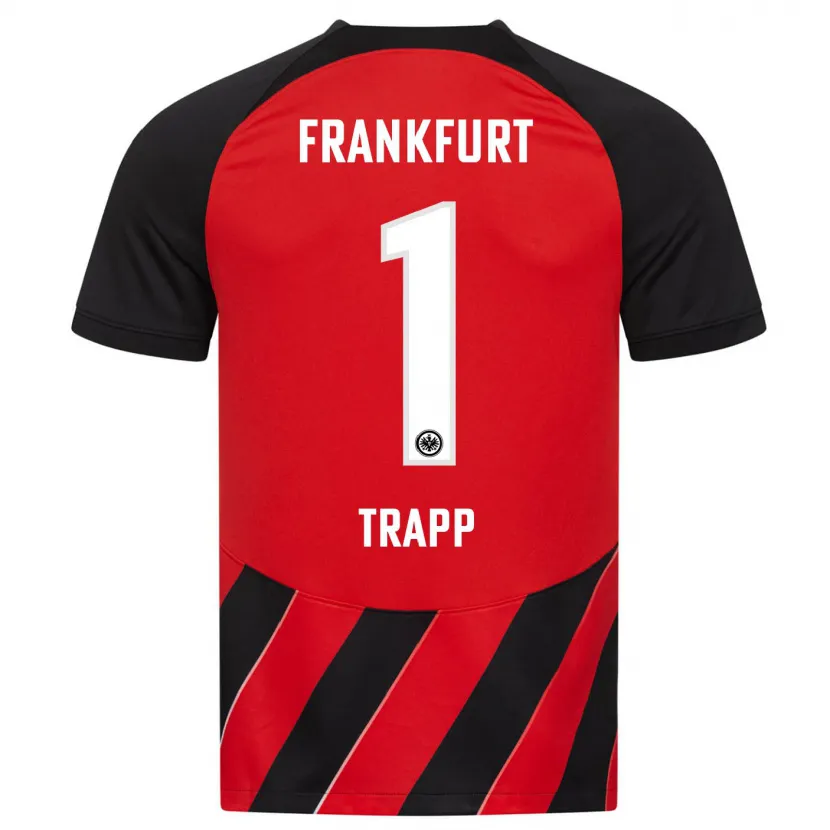 Danxen Mujer Camiseta Kevin Trapp #1 Negro Rojo 1ª Equipación 2023/24 La Camisa