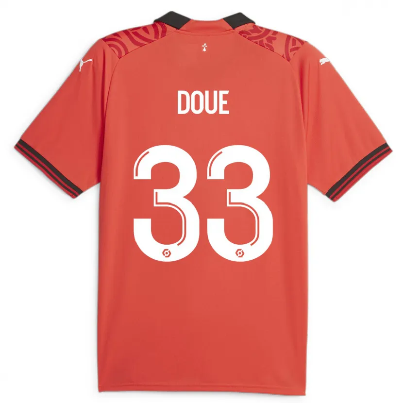 Danxen Mujer Camiseta Désiré Doué #33 Rojo 1ª Equipación 2023/24 La Camisa