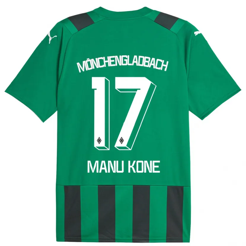 Danxen Mujer Camiseta Manu Koné #17 Verde Negro 2ª Equipación 2023/24 La Camisa