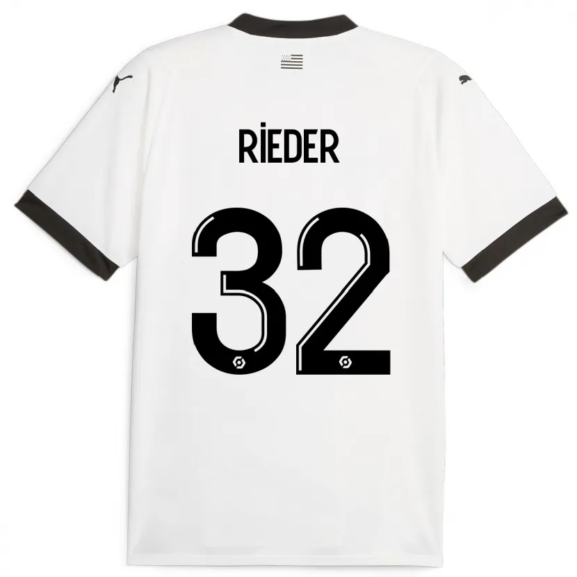 Danxen Mujer Camiseta Fabian Rieder #32 Blanco 2ª Equipación 2023/24 La Camisa