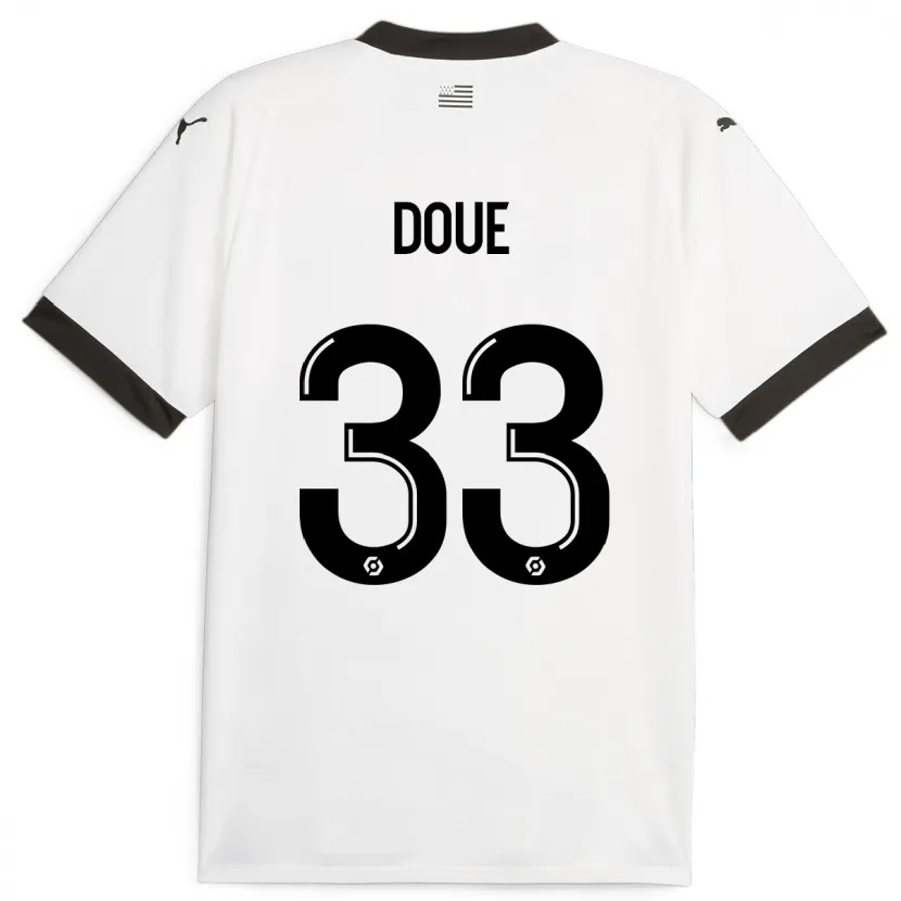 Danxen Mujer Camiseta Désiré Doué #33 Blanco 2ª Equipación 2023/24 La Camisa