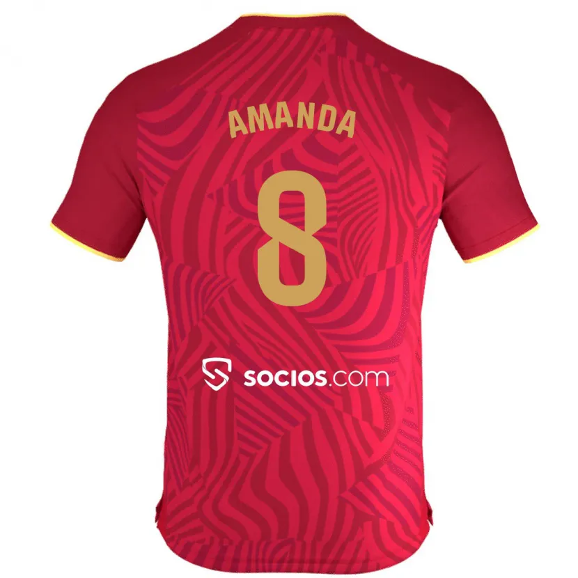 Danxen Mujer Camiseta Amanda Sampedro Bustos #8 Rojo 2ª Equipación 2023/24 La Camisa