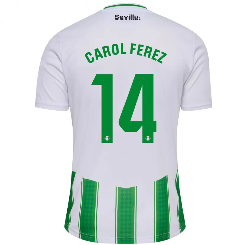 Danxen Niño Camiseta Carolina Férez Méndez #14 Blanco 1ª Equipación 2023/24 La Camisa