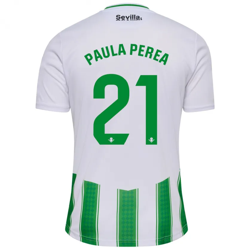 Danxen Niño Camiseta Paula Perea Ramírez #21 Blanco 1ª Equipación 2023/24 La Camisa