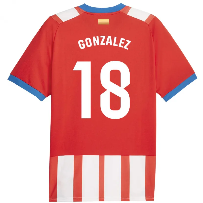 Danxen Niño Camiseta Gerard González #18 Rojo Blanco 1ª Equipación 2023/24 La Camisa