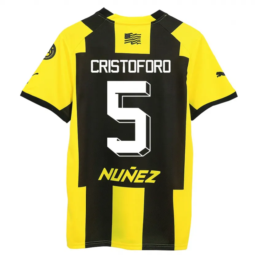 Danxen Niño Camiseta Sebastián Cristóforo #5 Amarillo Negro 1ª Equipación 2023/24 La Camisa