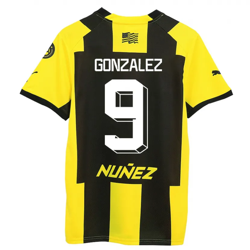 Danxen Niño Camiseta Franco González #9 Amarillo Negro 1ª Equipación 2023/24 La Camisa