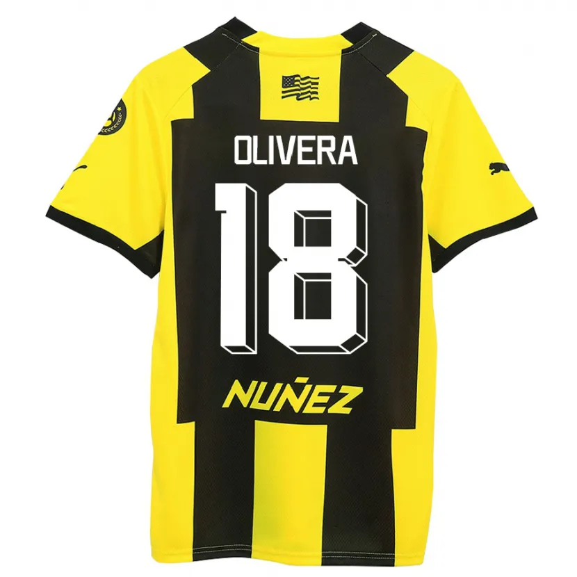 Danxen Niño Camiseta Maximiliano Olivera #18 Amarillo Negro 1ª Equipación 2023/24 La Camisa