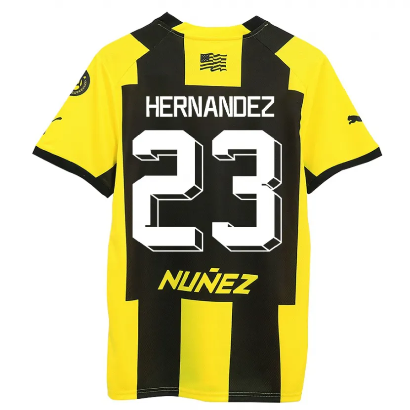 Danxen Niño Camiseta Abel Hernández #23 Amarillo Negro 1ª Equipación 2023/24 La Camisa