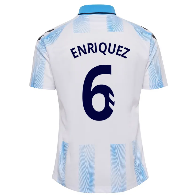 Danxen Niño Camiseta Ramón Enríquez #6 Blanco Azul 1ª Equipación 2023/24 La Camisa