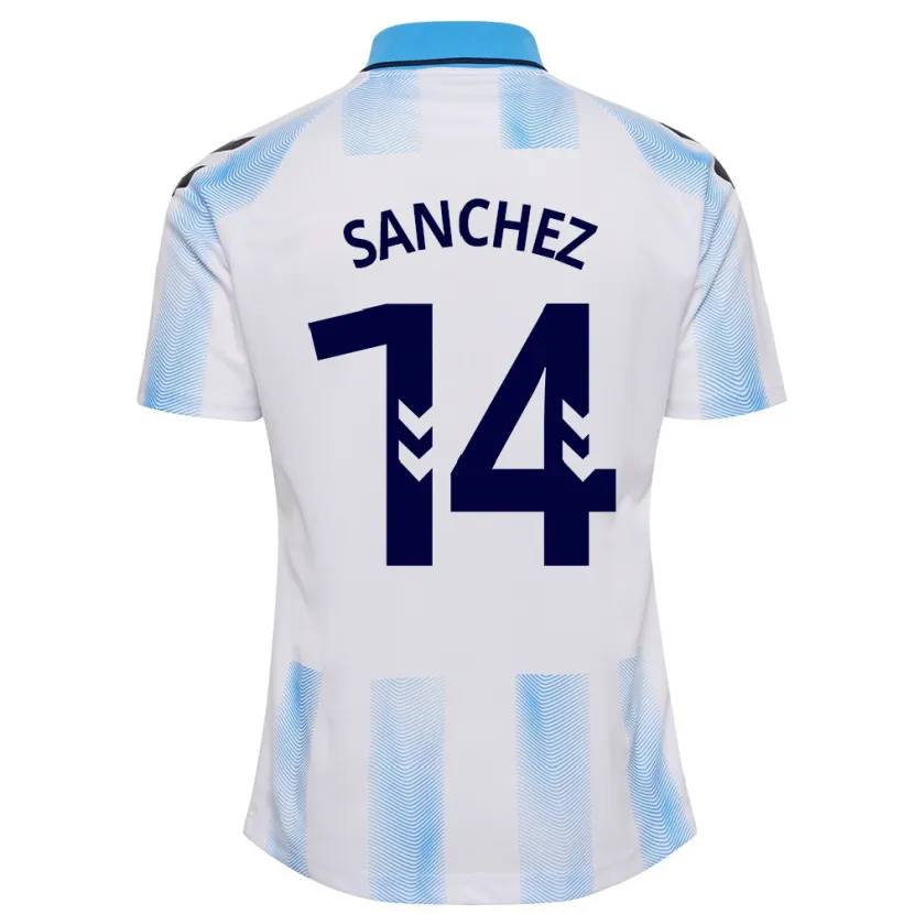 Danxen Niño Camiseta Rubén Sánchez #14 Blanco Azul 1ª Equipación 2023/24 La Camisa