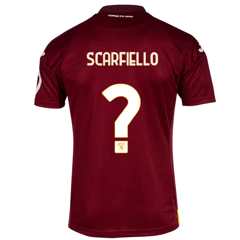 Danxen Niño Camiseta Luca Scarfiello #0 Rojo Oscuro 1ª Equipación 2023/24 La Camisa