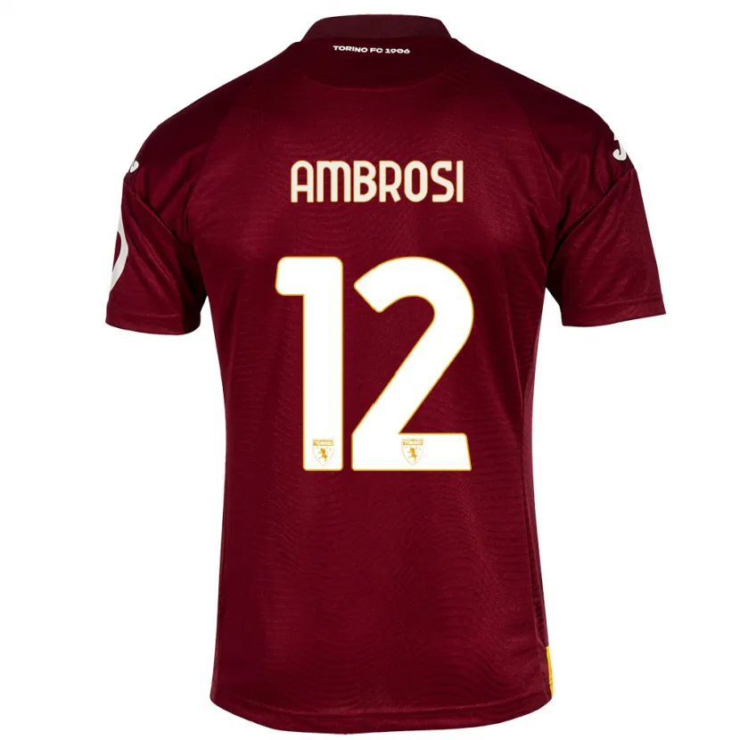 Danxen Niño Camiseta Martina Ambrosi #12 Rojo Oscuro 1ª Equipación 2023/24 La Camisa