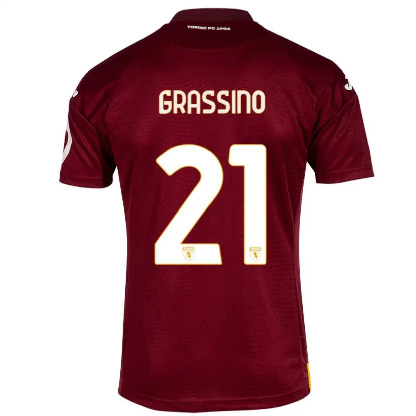 Danxen Niño Camiseta Giulia Grassino #21 Rojo Oscuro 1ª Equipación 2023/24 La Camisa