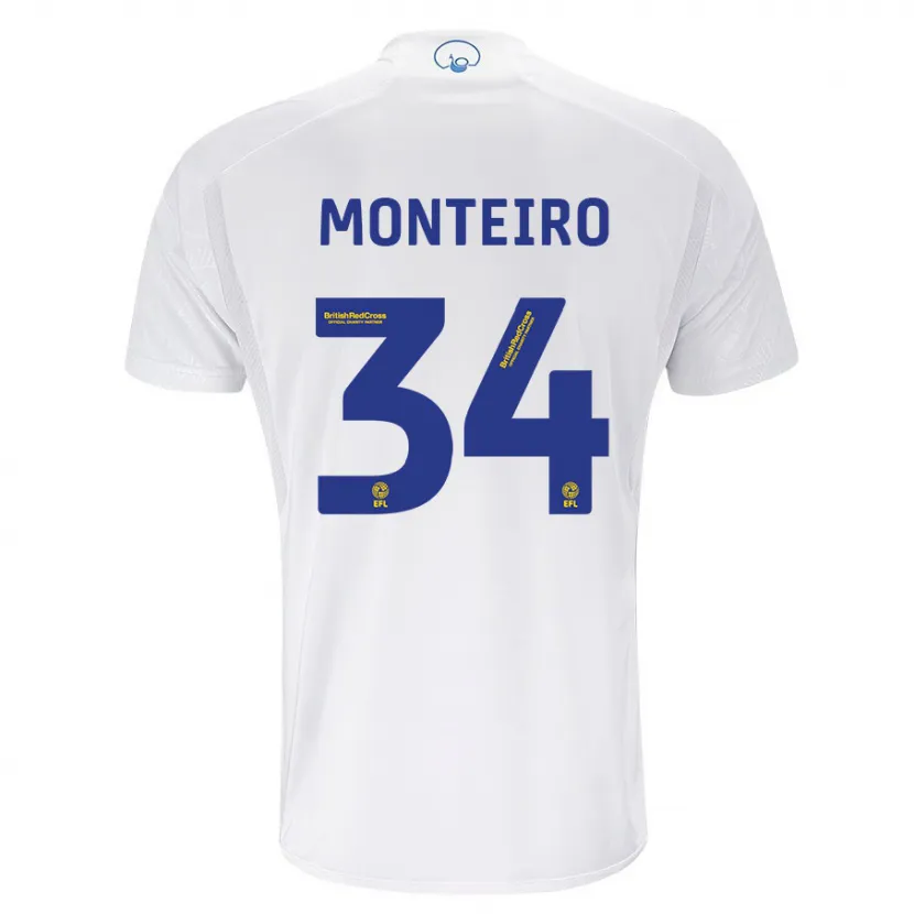 Danxen Niño Camiseta Diogo Monteiro #34 Blanco 1ª Equipación 2023/24 La Camisa