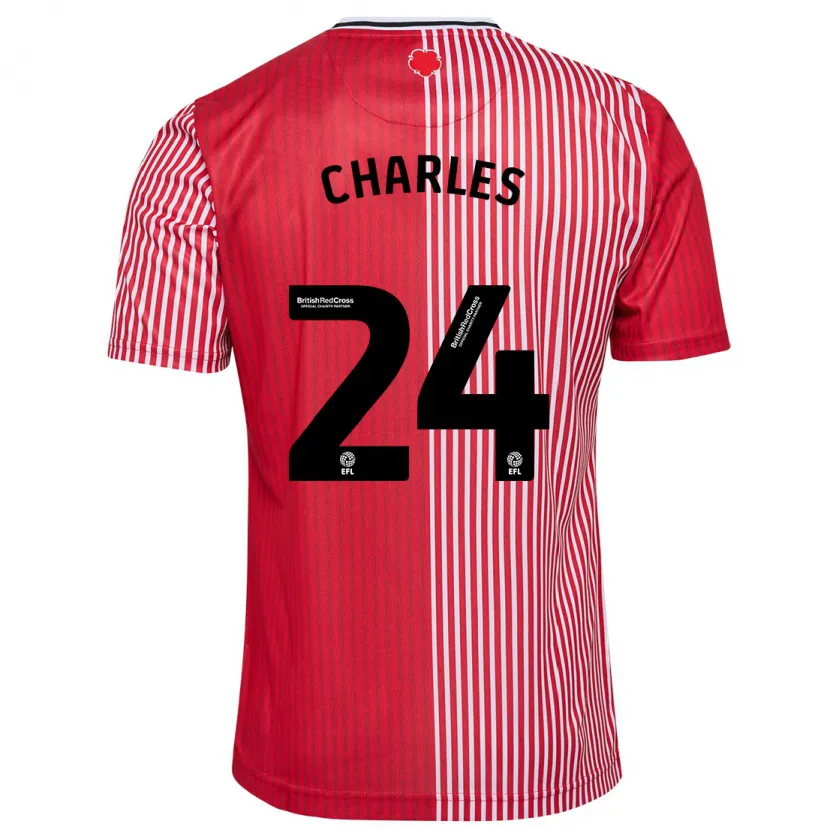 Danxen Niño Camiseta Shea Charles #24 Rojo 1ª Equipación 2023/24 La Camisa